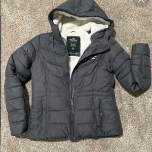 Hollister Women's Dark Gray Puffer Jacket